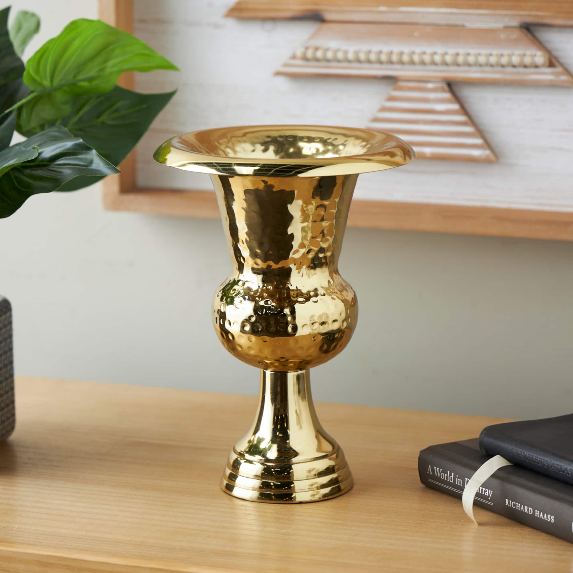 11" Gold Textured Metal Vase
